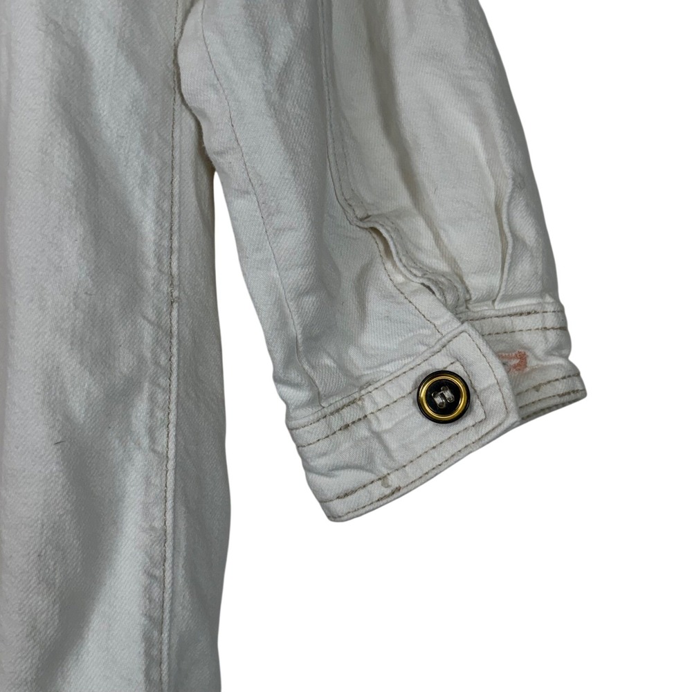 Pilcro Anthropologie White Denim Dress Shirt Jacket Oversized Medium - Picture 3 of 9